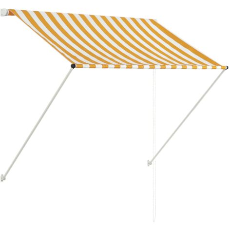vidaXL Retractable Awning 100x150 cm Yellow and White - Yellow