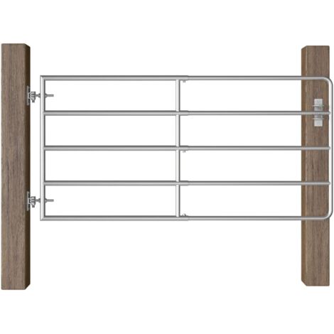 5 Bar Field Gate Steel (95-170)x90 cm Silver vidaXL
