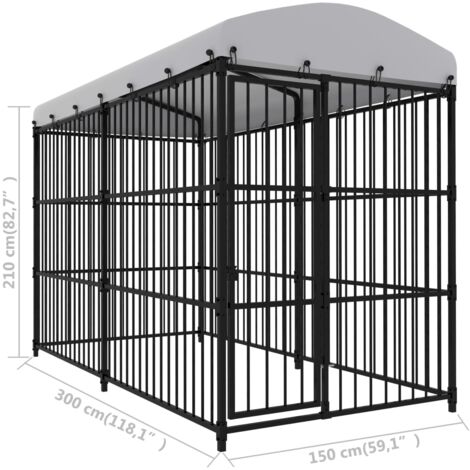 Outdoor Dog Kennel with Roof 300x150x210 cm vidaXL