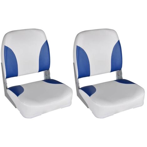 Boat Seats 2 pcs Foldable Backrest Blue-white Pillow 41x36x48cm vidaXL