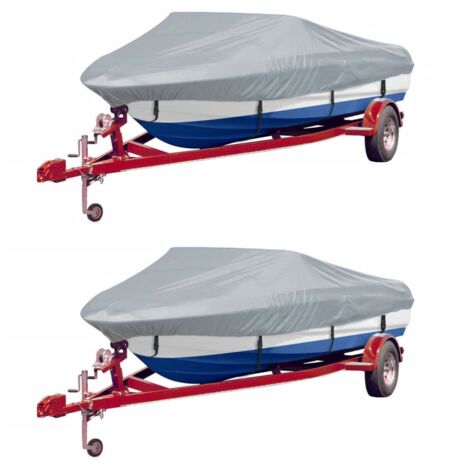 Boat Covers 2 pcs Grey Length 427-488 cm Width 229 cm vidaXL