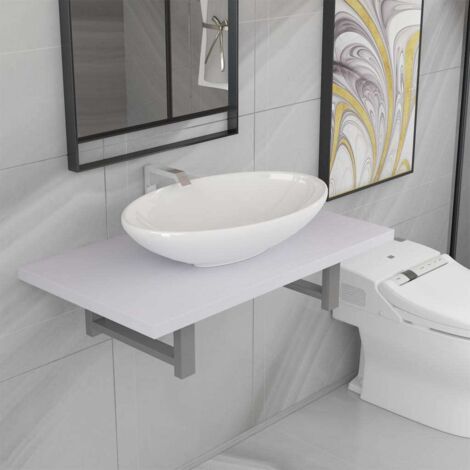 Two Piece Bathroom Furniture Set Ceramic White vidaXL