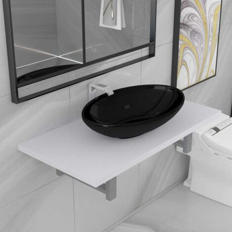 Two Piece Bathroom Furniture Set Ceramic White vidaXL