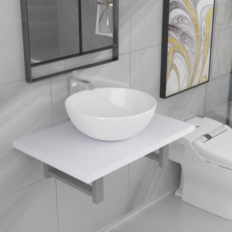 Two Piece Bathroom Furniture Set Ceramic White vidaXL