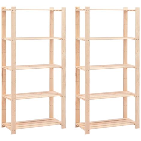 5-Tier Storage Racks 2 pcs 80x38x170 cm Solid Pinewood 250 kg vidaXL (1/5)