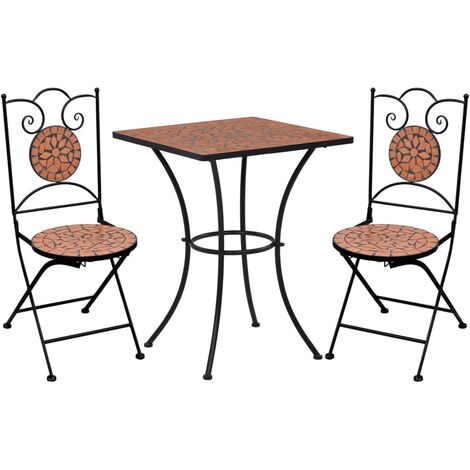 Mosaic Bistro Set Terracotta Powder-coated iron Medium Durable vidaXL