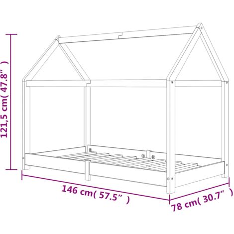 Kids Bed Frame Grey Solid Pine Wood 70x140 cm vidaXL