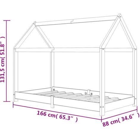 Kids Bed Frame Grey Solid Pine Wood 80x160 cm vidaXL