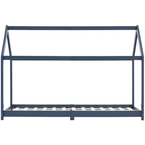 Kids Bed Frame Grey Solid Pine Wood 90x200 cm vidaXL