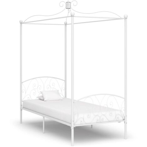 vidaXL Bedframe metaal wit en zwart 160x200 cm | Leen Bakker