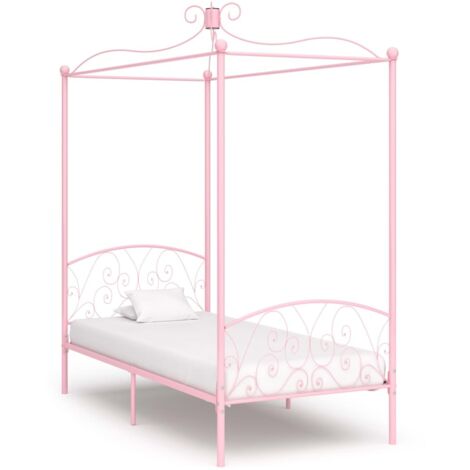 Bed Frame Pink Metal 100x200 cm Classic/Traditional Bed Frame vidaXL (1/5)