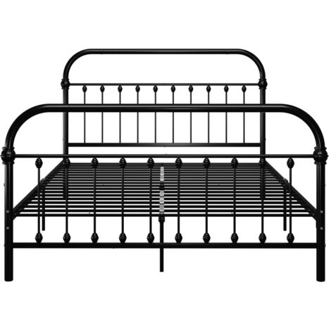 Bed Frame without Mattress with Headboard Black 160x200 cm Metal vidaXL