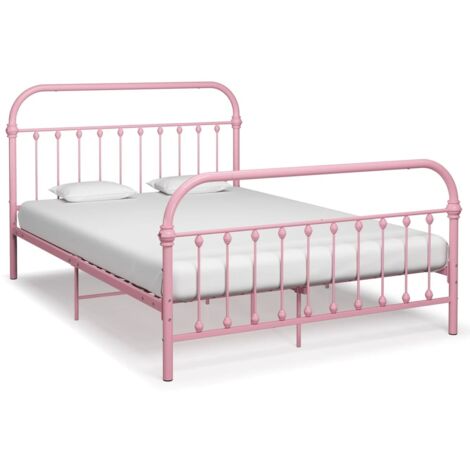 284513 Bed Frame without Mattress Pink Metal 140x200 cm vidaXL (1/5)