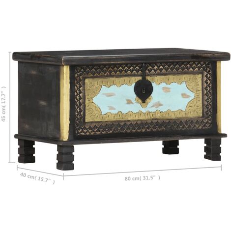 Storage Chest Black 80x40x45 cm Solid Mango Wood vidaXL