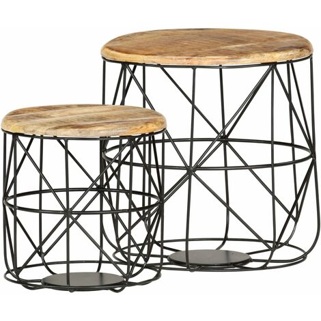Coffee Tables 2 pcs Solid Mango Wood vidaXL