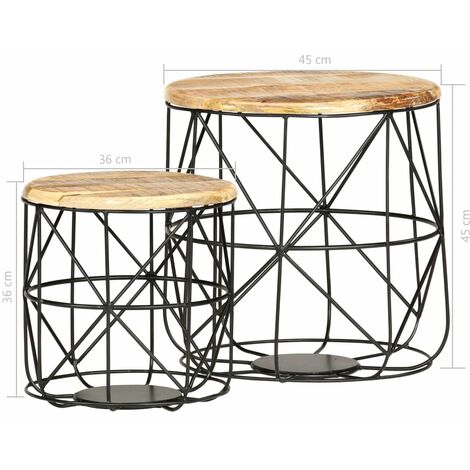 Coffee Tables 2 pcs Solid Mango Wood vidaXL