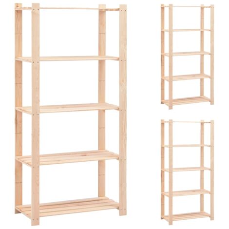 5-Tier Storage Racks 3 pcs 80x38x170 cm Solid Pinewood 250 kg vidaXL