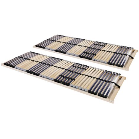 Slatted Bed Bases without Mattress 2 pcs with 42 Slats 70x200 cm vidaXL