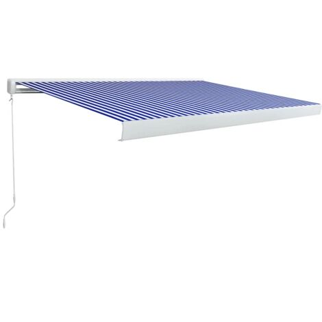 vidaXL Manual Cassette Awning 350x250 cm Blue and White - Blue