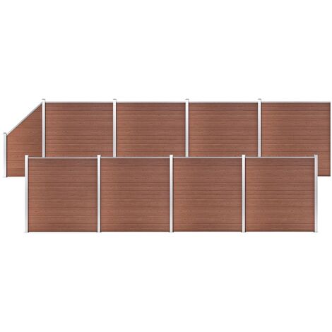 WPC Fence Set 8 Square + 1 Slanted 1484x186 cm Brown vidaXL