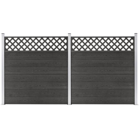 vidaXL WPC Fence Set 2 Square 353x185 Grey - Grey