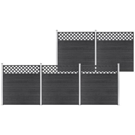 vidaXL WPC Fence Set 5 Square 872x185 Grey - Grey