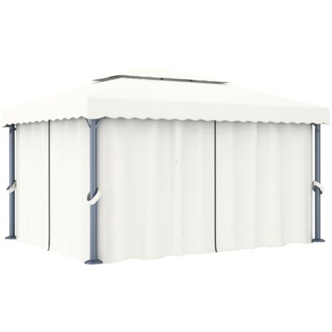 Gazebo with Curtain 4x3 m Cream White Aluminium vidaXL (1/5)