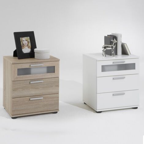 Bedside Table with 3 Drawers Oak Tree FMD