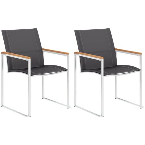 Garden Chairs 2 pcs Textilene and Stainless Steel Grey vidaXL