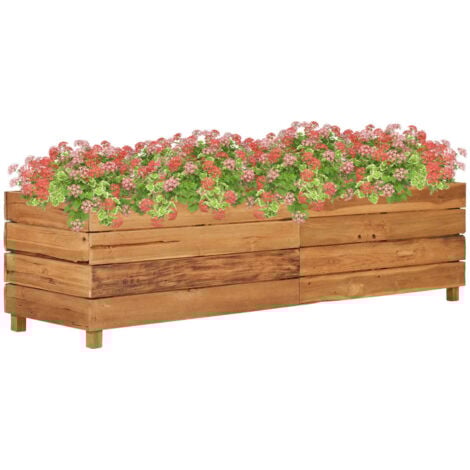 Raised Bed 150x40x38 cm Recycled Teak Wood and Steel vidaXL