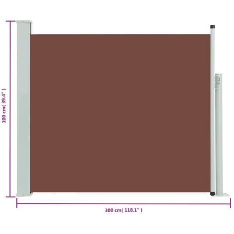 Patio Retractable Side Awning 100x300 cm Brown vidaXL