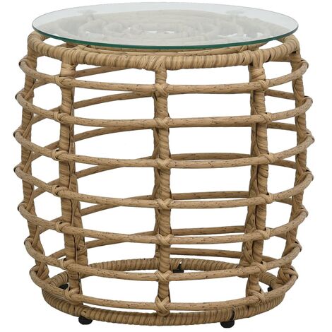 3 Piece Bistro Set Poly Rattan Oak vidaXL