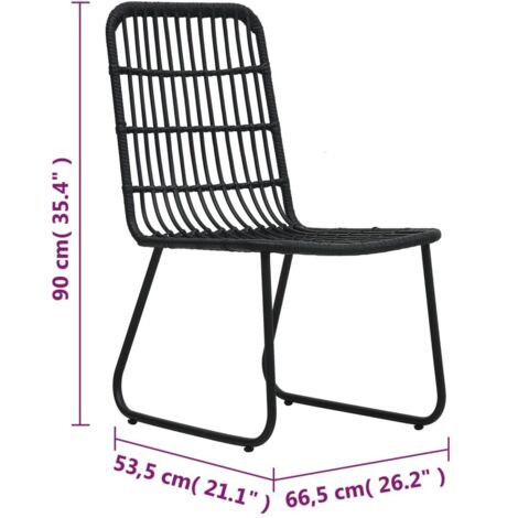 Garden Chairs 2 pcs Poly Rattan Black vidaXL