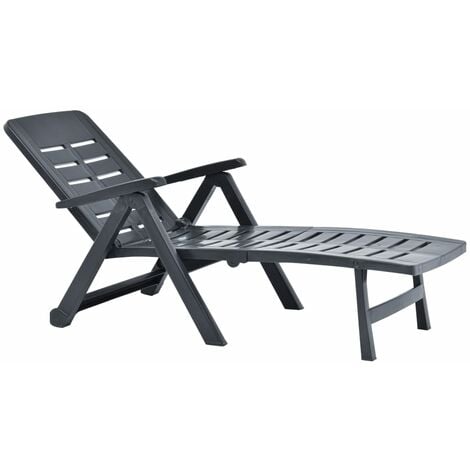 Folding Sun Lounger Plastic Anthracite vidaXL