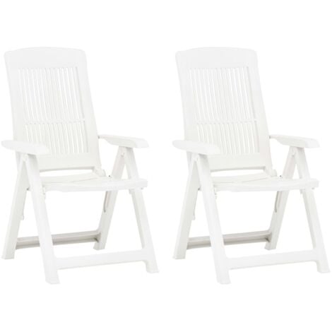 Garden Reclining Chairs 2 pcs Plastic White vidaXL