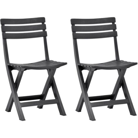 Folding Garden Chairs 2 pcs Plastic Anthracite vidaXL