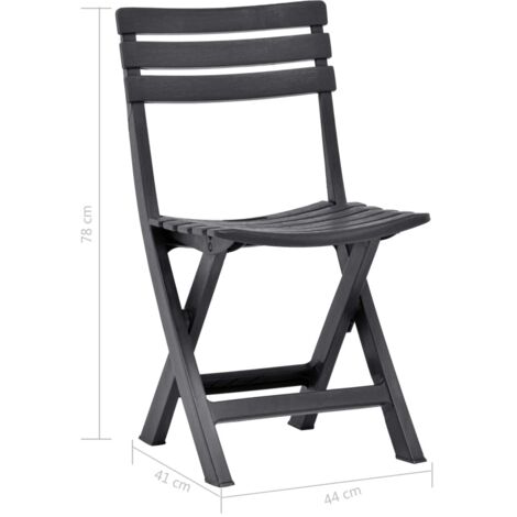 Folding Garden Chairs 2 pcs Plastic Anthracite vidaXL