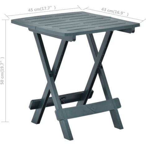 Folding Garden Table Green 45x43x50 cm Plastic vidaXL