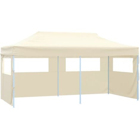 Professional Folding Party Tent with 4 Sidewalls 3x6 m Steel Cream vidaXL