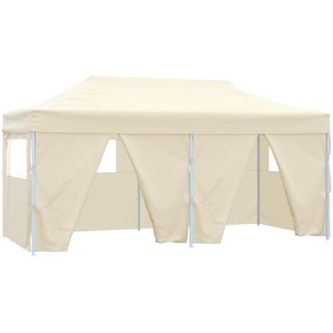 Professional Folding Party Tent with 4 Sidewalls 3x6 m Steel Cream vidaXL