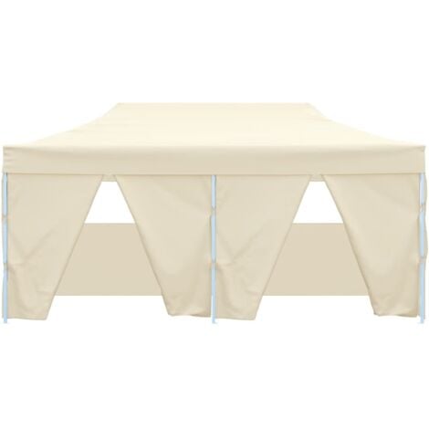 Professional Folding Party Tent with 4 Sidewalls 3x6 m Steel Cream vidaXL