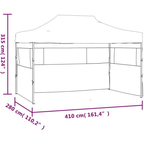 Professional Folding Party Tent with 3 Sidewalls 280x410x315 cm Steel White vidaXL