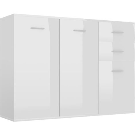 vidaXL Sideboard 105x30x75 cm Chipboard High Gloss White - White