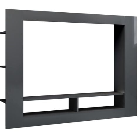 vidaXL TV Cabinet High Gloss Grey 152x22x113 cm Chipboard - Grey