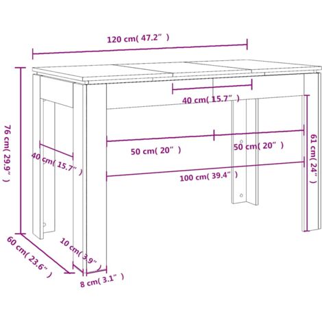 Dining Table Sonoma Oak 120x60x76 cm Engineered Wood vidaXL
