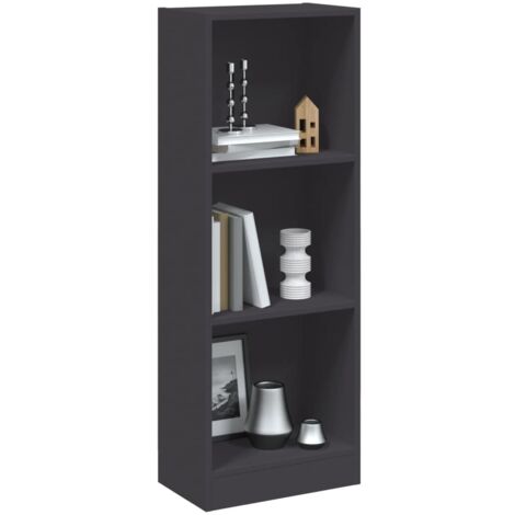 3-Tier Book Cabinet Grey 40x24x109 cm Engineered Wood vidaXL