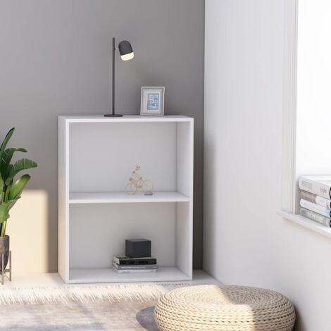 2-Tier Book Cabinet White 60x30x76.5 cm Engineered Wood vidaXL