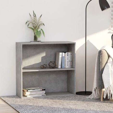 2-Tier Book Cabinet Concrete Grey 80x30x76.5 cm Engineered Wood vidaXL