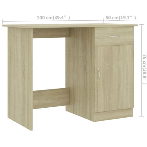 Desk Sonoma Oak 100x50x76 cm Engineered Wood vidaXL