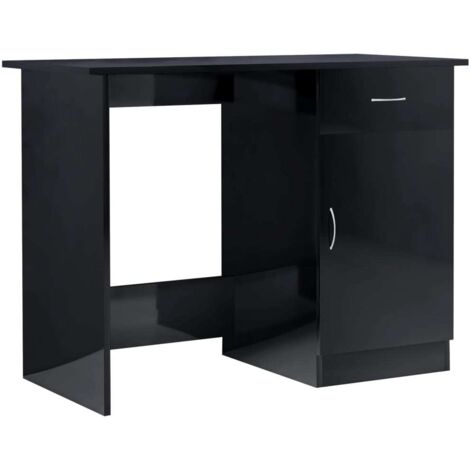 Desk High Gloss Black 100x50x76 cm Engineered Wood vidaXL (1/5)